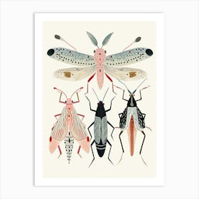 Colourful Insect Illustration Cricket 1 Art Print