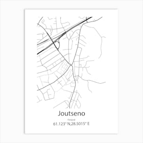 Joutseno,Finland Minimalist Map Art Print