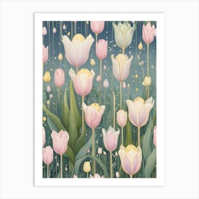 Tulips Dance At Night Art Print