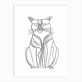 Cat Drawing animal lines art Art Print