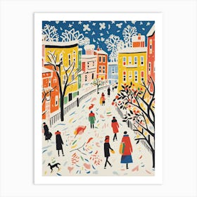 Winter Snow London Snow Illustration 4 Art Print