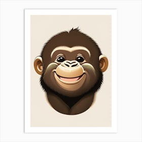 Baby Gorilla Smiling, Gorillas Cute Kawaii 2 Art Print