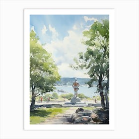 Vigeland Sculpture Park Norway Watercolour 1  Art Print