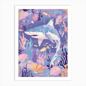 Purple Blacktip Reef Shark Illustration 4 Art Print