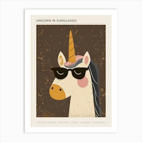 Storybook Style Unicorn With Sunglasses Muted Pastels 2 Poster Art Print