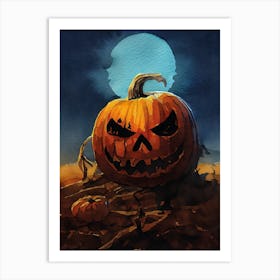 Halloween Pumpkin Watercolor Art Print