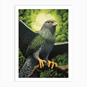 Ohara Koson Inspired Bird Painting Harrier 2 Art Print