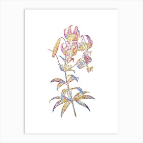 Stained Glass Turban Lily Mosaic Botanical Illustration on White n.0240 Art Print