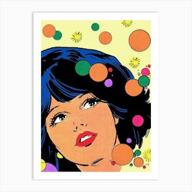 Pop Art Psychedelic Girl in Seventies Mood Art Print