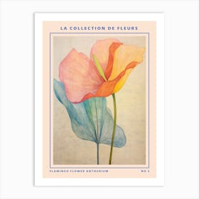 Flamingo Flower Anthurium 2 French Flower Botanical Poster Art Print