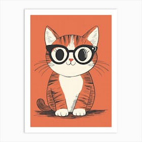 Cute Cat With Glasses Art Print