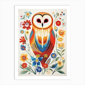 Scandinavian Bird Illustration Barn Owl 3 Art Print