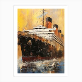 Titanic Ship Dramatic Illustration 3 Art Print
