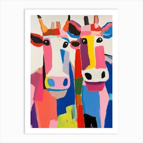 Colourful Kids Animal Art Cow 2 Art Print