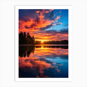 Lake Reflecting the Sunset Art Print