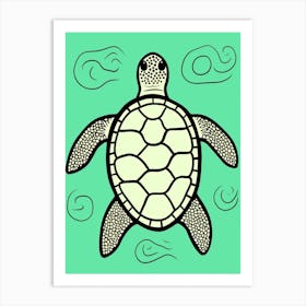 Sea Turtle Geometric Bold Line Illustration Art Print