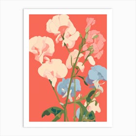 Sweet Peas Flower Big Bold Illustration 1 Art Print