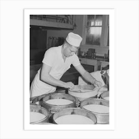 Lining With Cheesecloth The Molds In Which Cheese Will Be Pressed, Tillamook Cheese Plant, Tillamook, Oregon By Art Print