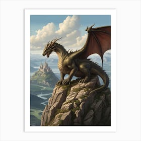 Dragon On Top Of Mountain Art Print