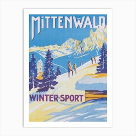 Mittenwald Germany Wintersport Vintage Ski Poster Art Print