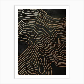 Gold Lines On Black Canvas Art Print