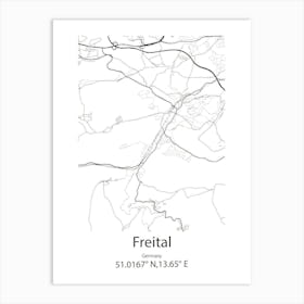 Freital,Germany Minimalist Map Art Print