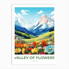 India Valley Of Flowers Travel Art Print