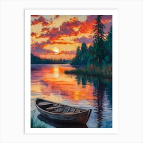 Sunset Boat Art Print