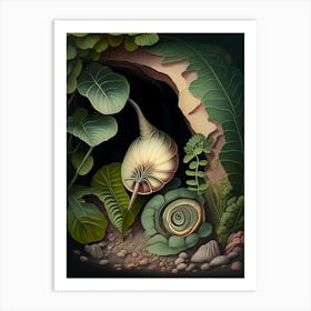 Snail In Cave Botanical Art Print