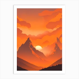 Misty Mountains Vertical Composition In Orange Tone 273 Art Print