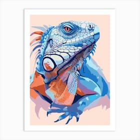 Blue Iguana Modern Illustration 2 Art Print