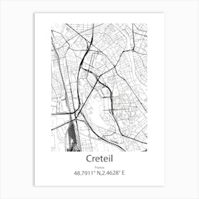 Creteil,France Minimalist Map Art Print