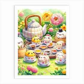 Kawaii Tea Party Art Print