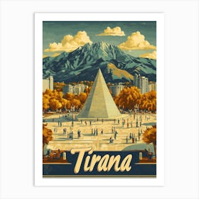 Aihrgdesign A Retro Travel Poster For Tirana 4 Art Print