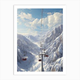 Aerial Adventure Ski Resort Lift Art Print