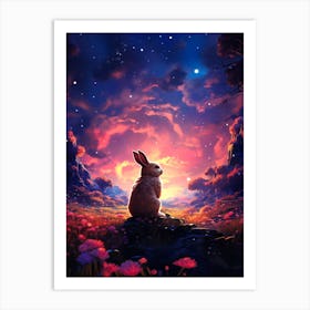 Rabbit In The Night Sky Art Print