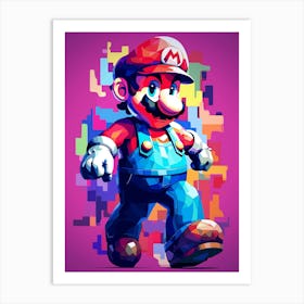 Mario Bros Pixel Art 1 Art Print