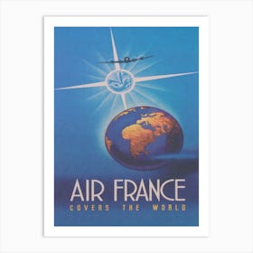 Airline Travels The World, Vintage Travel Poster Art Print