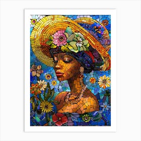 Mosaic Woman In Hat 1 Art Print