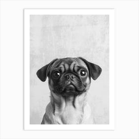 Milo der Mops, niedliches schwarz-weiß Hunde Portrait Art Print