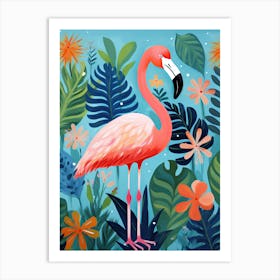 Pink Flamingo In The Jungle, Matisse Inspired Art Print