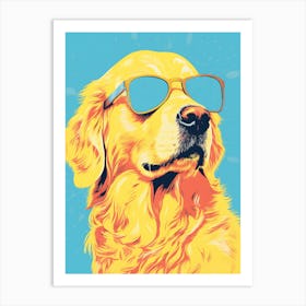 Golden Retriever With Sunglasses Art Print