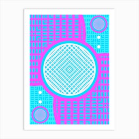 Geometric Glyph in White and Bubblegum Pink and Candy Blue n.0030 Art Print