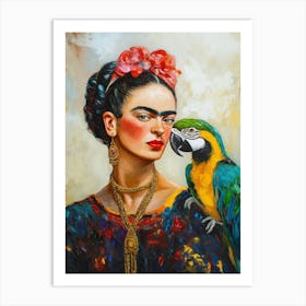 Frida Bunte Papageien Liebe, Bunte popart Malerei Art Print