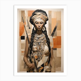 Tribal woman with weapons Art Print