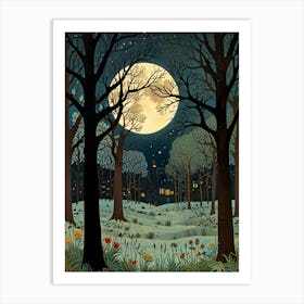 William Morris Full Moon In The Woods 4 Art Print