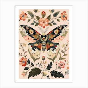 Pink Butterflies William Morris Style 7 Art Print