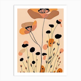 Desert Poppy Wildflower Modern Muted Colours 1 Art Print