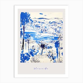 Marseille France 6 Mediterranean Blue Drawing Poster Art Print