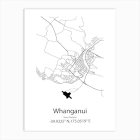 Whanganui,New Zealand Minimalist Map Art Print